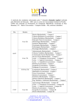 Calend&aacute;rio de Matr&iacute;culas - Primeira Chamada da Lista de