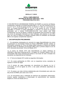 EDITAL N.&ordm; 11/2015 EDITAL COMPLEMENTAR