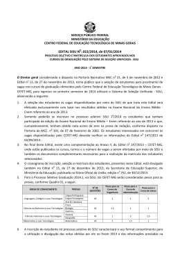 EDITAL SISU N0: 022/2014, de 07/01/2014 - Copeve - Cefet-MG