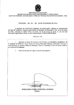 Calendário acadêmico do curso de graduação 2014.1.