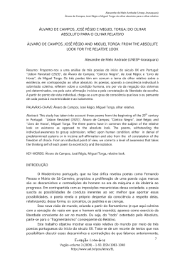 &Aacute;LVARO DE CAMPOS, JOS&Eacute; R&Eacute;GIO E MIGUEL TORGA: DO