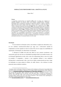 25 FORMA&Ccedil;&Atilde;O DE PROFESSORES PARA A DOC&Ecirc;NCIA ONLINE