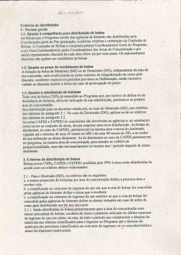 Crit&eacute;rios de distribui&ccedil;&atilde;o de bolsas e c&aacute;lculos percentuais