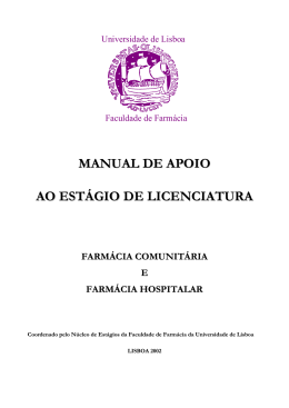 manual de apoio ao est&aacute;gio de licenciatura farm&aacute;cia comunit&aacute;ria e