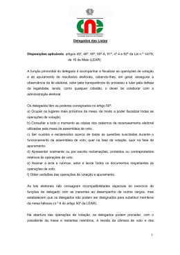 Delegados das Listas Disposições aplicáveis: artigos 45º, 46º, 50º