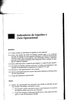 Indicadores de Liquidez e Ciclo Operacional