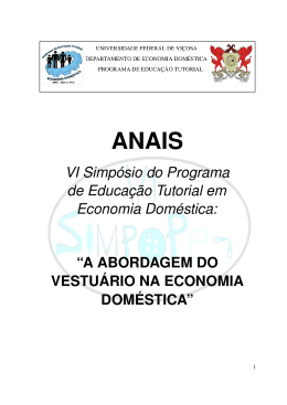 A Abordagerm do Vestu&aacute;rio na Economia Dom&ecirc;stica