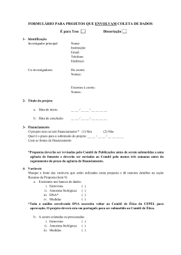 formul&aacute;rio para projetos que envolvam coleta de dados