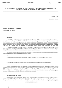 A licenciatura em ensino de F&iacute;sica e Qu&iacute;mica na Universidade do