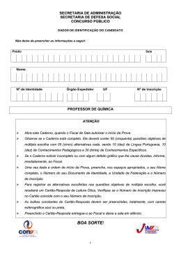 PROVA DE QUÍMICA PARA O CONCURSO DE PROFESSOR DO