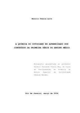 a qu&iacute;mica do cotidiano no aprendizado dos conte&uacute;dos da primeira