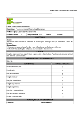 Ementas Licenciatura/ementário das componentes curriculares do