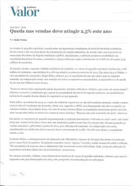 Queda nas vendas deve atingir 2,5% este ano