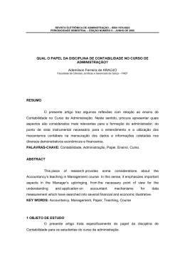 QUAL O PAPEL DA DISCIPLINA DE CONTABILIDADE NO CURSO