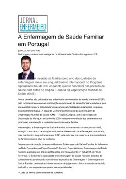 A Enfermagem de Sa&uacute;de Familiar em Portugal