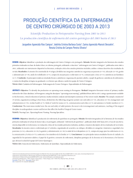 produ&ccedil;&atilde;o cient&iacute;fica da enfermagem de centro cir&uacute;rgico de 2003 a