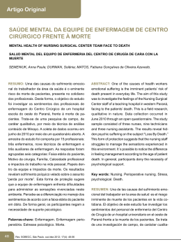 de mental da equipe de enfermagem de centro cir?rgico frente ? morte