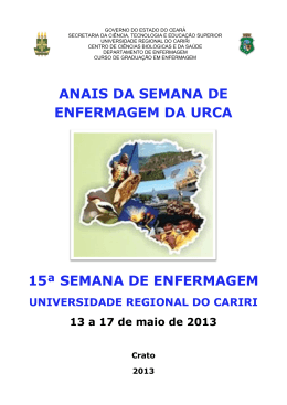 ANAIS DA SEMANA DE ENFERMAGEM DA URCA 15&ordf; SEMANA