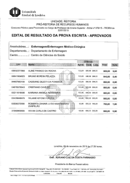 Área/Subárea: Enfermagem/Enfermagem Médico-Cirúrgica