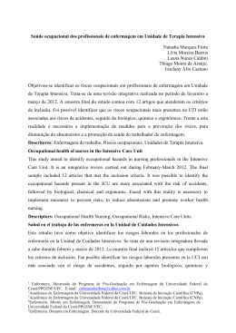 Sa&uacute;de ocupacional dos profissionais de enfermagem em Unidade