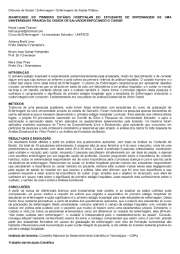 significado do primeiro est&aacute;gio hospitalar do estudante de