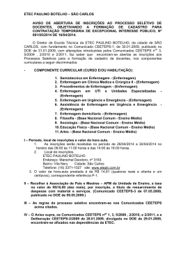 etec paulino botelho &ndash; s&atilde;o carlos aviso de abertura de inscri&ccedil;&otilde;es ao