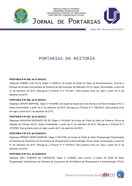 PORTARIAS DA REITORIA - Universidade Federal de Uberl&acirc;ndia