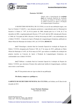 Portaria 013/2015 - Prefeitura de Goiânia