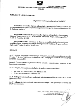 PORTARIA N&deg; 062/2015` ~ cREA-TO