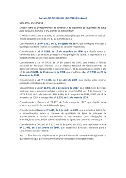 Portaria MS N&ordm; 2914 DE 12/12/2011 - Acquasys