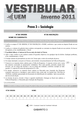 Prova 3 &ndash; Sociologia