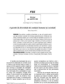 A quest&atilde;o da diversidade da condi&ccedil;&atilde;o humana na sociedade