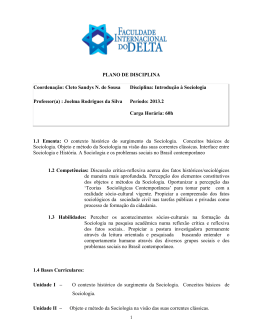 1 PLANO DE DISCIPLINA Coordena&ccedil;&atilde;o: Cleto Sandys N. de Sousa