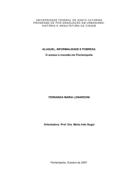 ALUGUEL, INFORMALIDADE E POBREZA