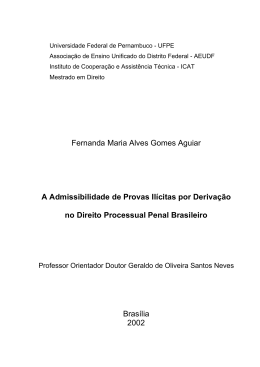 Fernanda Maria Alves Gomes Aguiar A Admissibilidade de Provas
