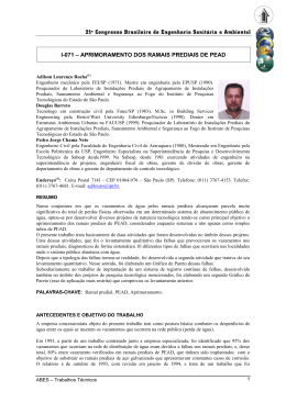 APRIMORAMENTO DOS RAMAIS PREDIAIS DE PEAD
