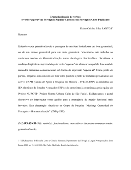 GRAMATICALIZA&Ccedil;&Atilde;O DE VERBOS