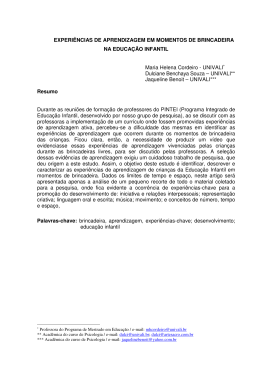 EXPERI&Ecirc;NCIAS DE APRENDIZAGEM EM MOMENTOS