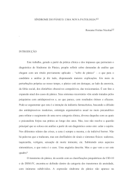 S&Iacute;NDROME DO P&Acirc;NICO. UMA NOVA PATOLOGIA? Roseane