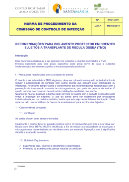 Recomenda&ccedil;&otilde;es para o isolamento protector em doentes sujeitos a