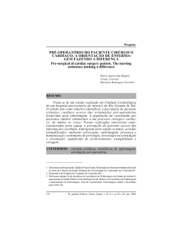 PR&Eacute;-OPERAT&Oacute;RIO DO PACIENTE CIR&Uacute;RGICO