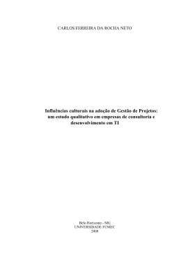 Influ&ecirc;ncias culturais na ado&ccedil;&atilde;o de Gest&atilde;o de Projetos: um estudo