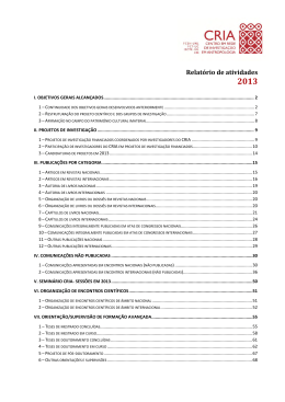 Relatório de Investigação e Desenvolvimento 2013