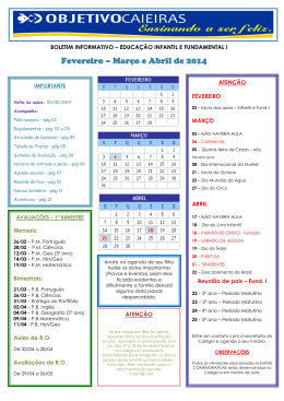 Fevereiro &ndash; Mar&ccedil;o e Abril de 2014