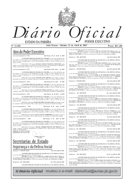 Di&aacute;rio Oficial - Governo da Para&iacute;ba