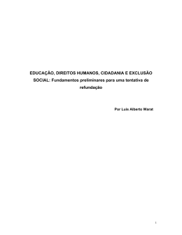 Educa&ccedil;&atilde;o, Direitos Humanos, Cidadania e Exclus&atilde;o Social