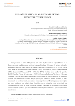 psican&aacute;lise aplicada ao sistema prisional: entraves e possibilidades