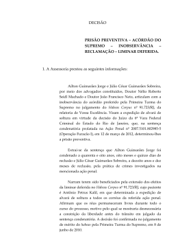 DECIS&Atilde;O PRIS&Atilde;O PREVENTIVA &ndash; AC&Oacute;RD&Atilde;O DO