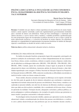 pol&iacute;tica educacional e inclus&atilde;o de alunos com defici