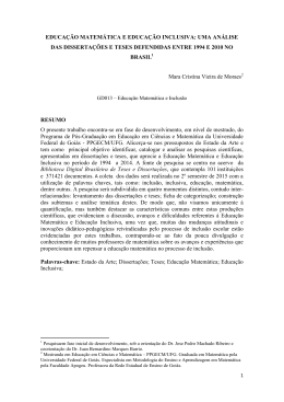 EDUCA&Ccedil;&Atilde;O MATEM&Aacute;TICA E EDUCA&Ccedil;&Atilde;O INCLUSIVA